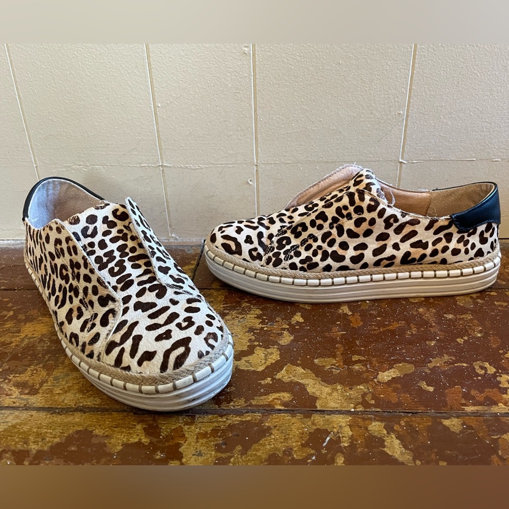 J/Slides Animal Print Leather Slip on Sneakers